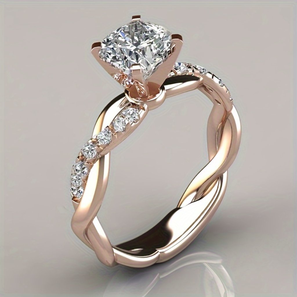 Rose Gold Elegant Cubic Zirconia Womens Ring 24$
